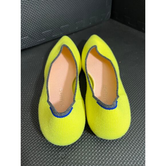 Rothy's The Point Sunbeam Neon Yellow Merino Wool Blend Knit Ballet Flats 8.5 - Picture 7 of 8